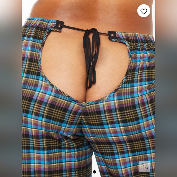 Savage X Fenty Tied Up Open Back Pants in Blue Aruba Canterbury Plaid, Size XL - Picture 5 of 12